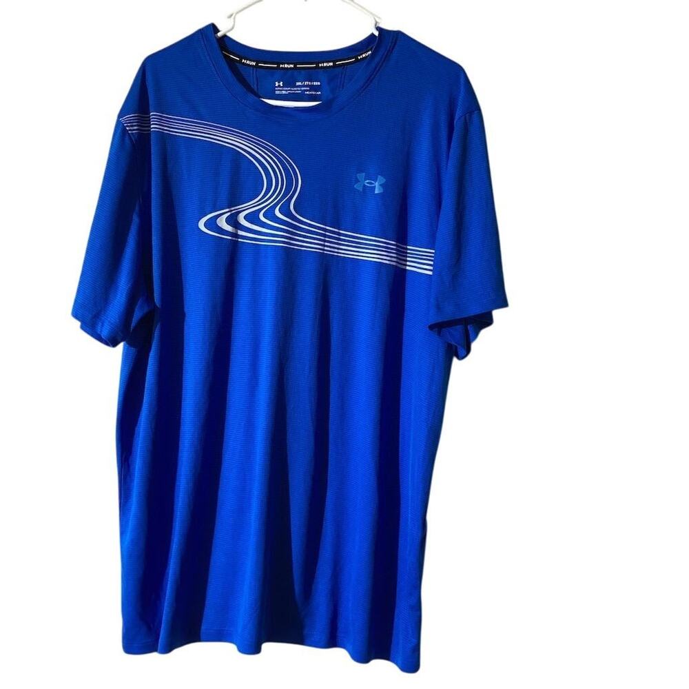Under Armour Men's 2XL‎ Blue HeatGear Run T-Shirt Short Sleeve